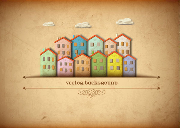 Set of Puzzle House vector background 02  