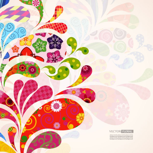 Colorful Floral elements background art vector 04  