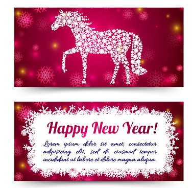 2014 New Year horse cards vector 01  