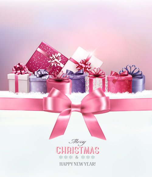 2016 new year with christmas gift cards vector 03  