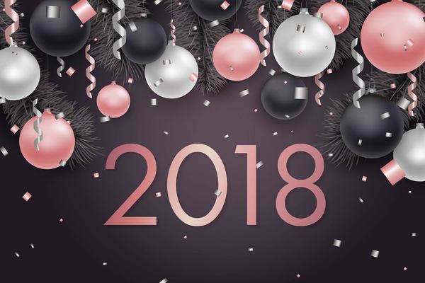 2018 new year dark background with confetti festival vector 02  