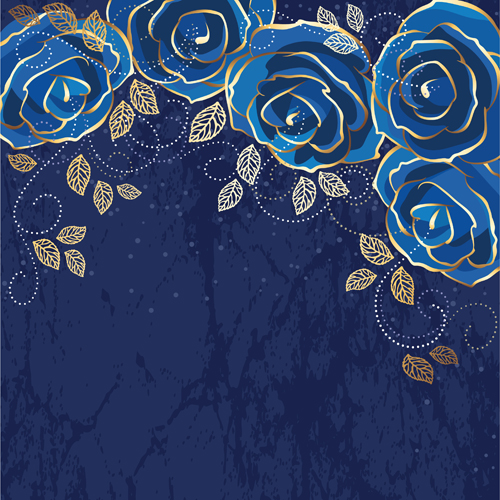 Beautiful blue rose vintage background vector 01  