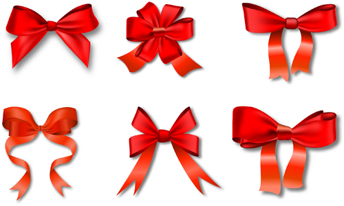 Beautiful red bow vector material  