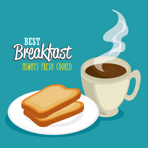 Best breakfast with coffee vector 01  