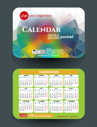 Calendar 2016 with business cards vector 07  