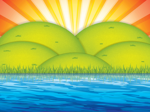 Cartoon sun with summer backgrond vector 06  