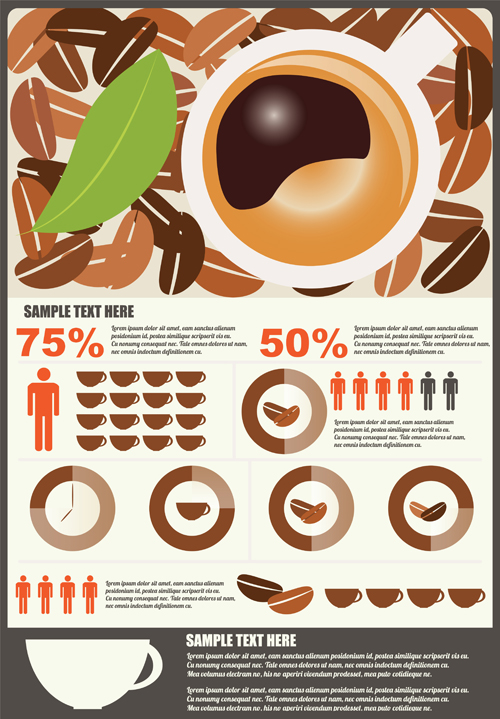 Coffee infographics business template design vector 07  