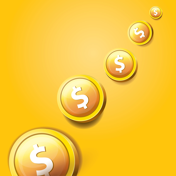 Coins with golden business template vector 08  