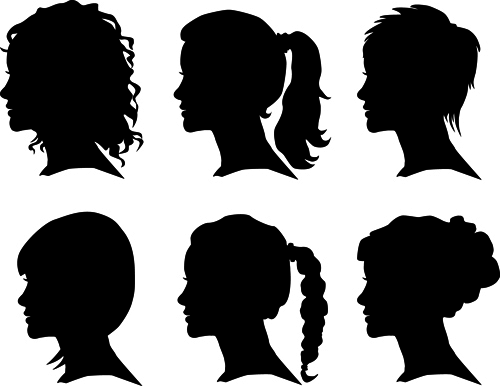 Creative man and woman silhouettes vector set 04  