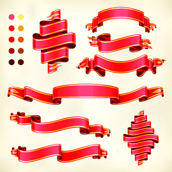Different red ribbon vector material  