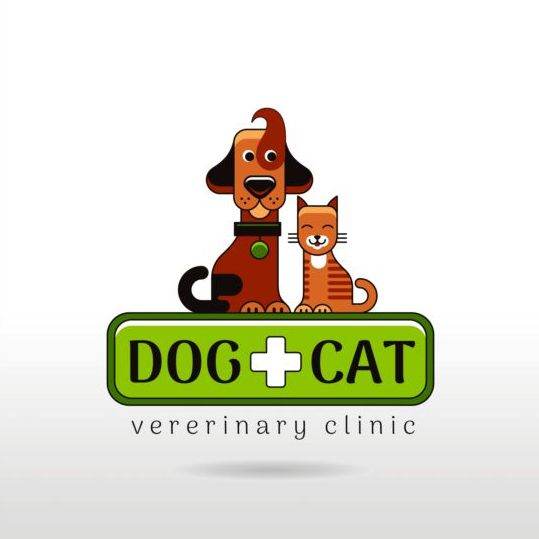 Dog and cat with pet shop and clinic logos vector 01  
