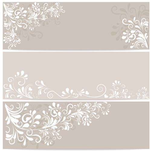 Elegant floral ornament banner vector material  