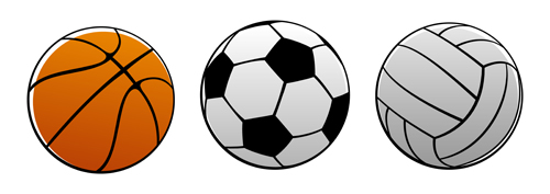 Football with basketball and volleyball vector material  