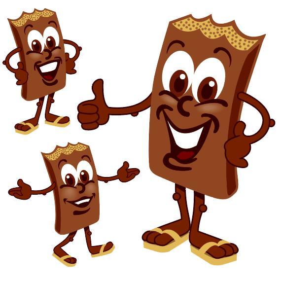 Funny cartoon chocolate design vector 02  