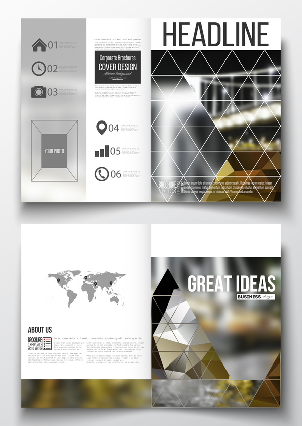 Geometric shape cover template magazine with flyer vector 06  