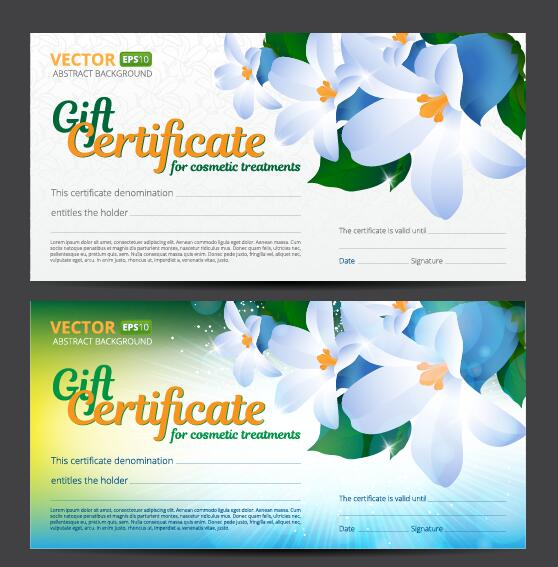 Gift voucher template with flower vector set 05  