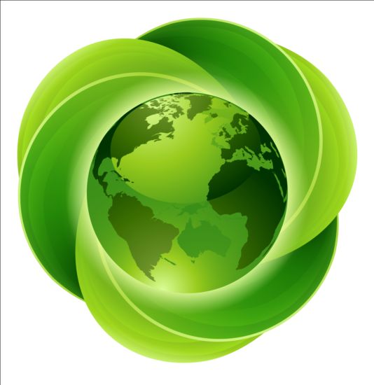 Глобус листьев вектора логотипа  