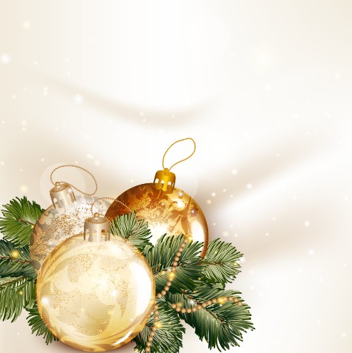 Golden Christmas balls 2014 background vector 05  