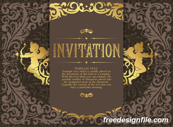 Styles de carte rétro invitation or décoration vecteur 04  