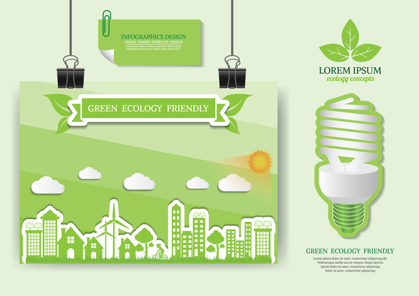 Green ecology friendly infographic design vector 07  