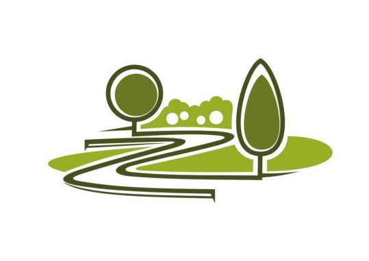 Groen park logo vectoren set 04  
