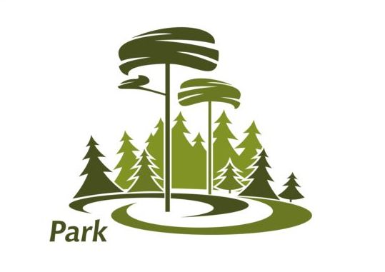 Зеленый парк логотип векторов набор 14  