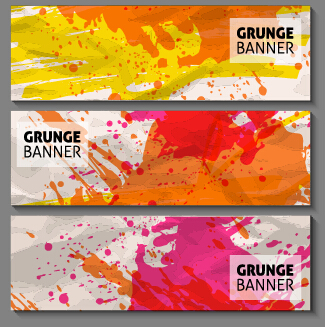 Grunge watercolor banners set vector material 10  