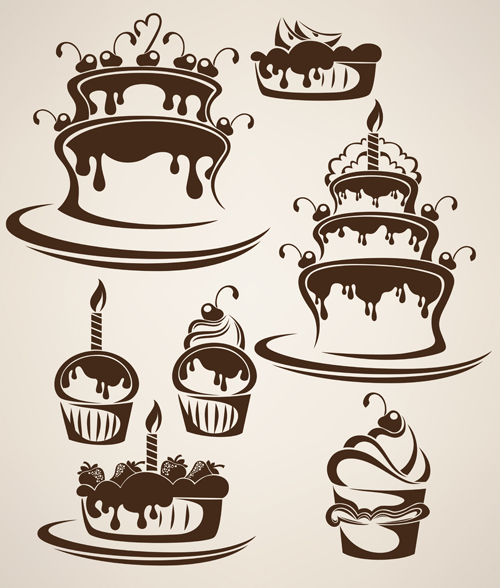 Hand drawn chocolate logos vector material 01  