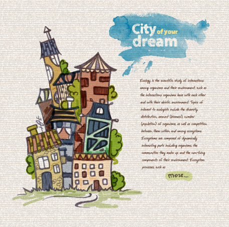 Hand drawn dreams city design vector 03  