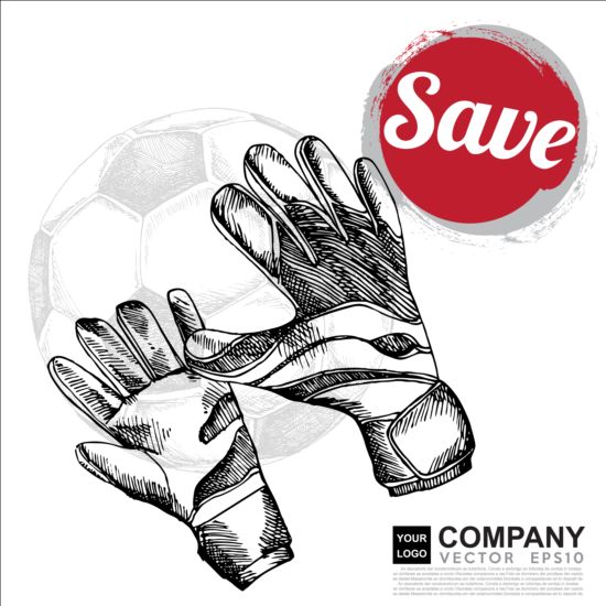 Hand drawn soccer poster vector graphics 02  