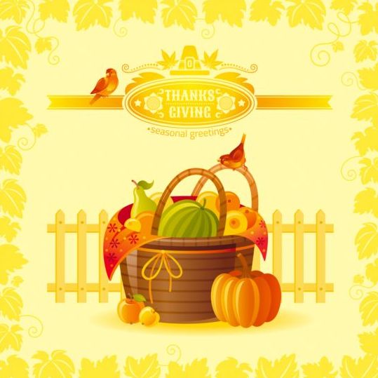 Happy thanksgiving day seasonal greetings cards vector 08  