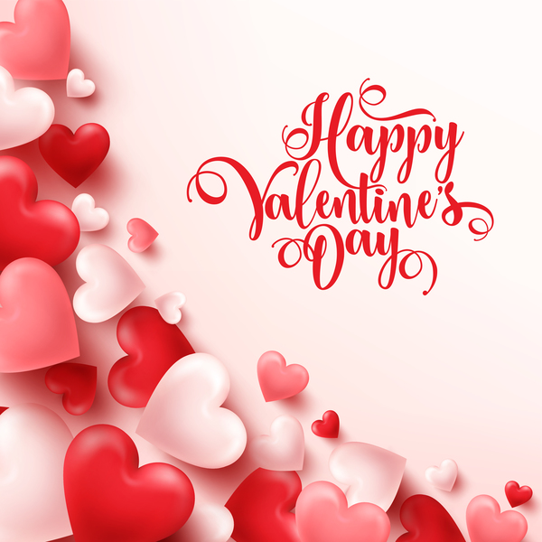 Heart shape valentine card with white background vector 04  