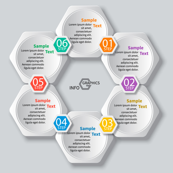 Honeycomb business infographics template vectors set 09  