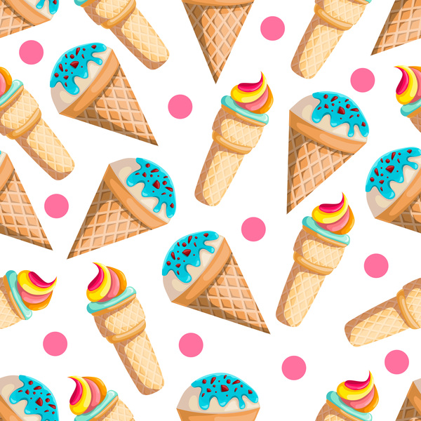 Ice cream seamless pattern vector material 07  