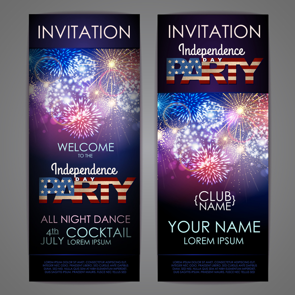 Independence Day party invitation card vector 01  