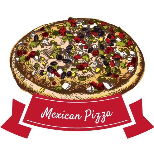 Mexikanischer Pizza-Vintage-Label-Vektor  