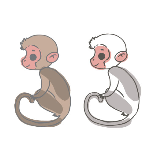 Monkey with watercolor vector  