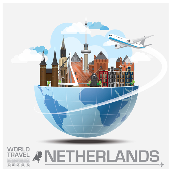 Modello di vettore di viaggio Paesi Bassi  