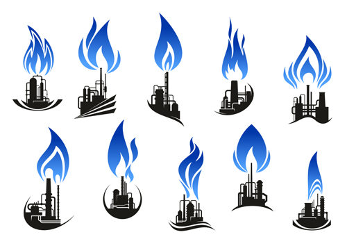 Oil refinery industry logo vector 02  
