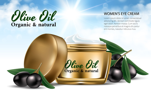 Olive oli affiche cosmétique modèle vecteur 01  