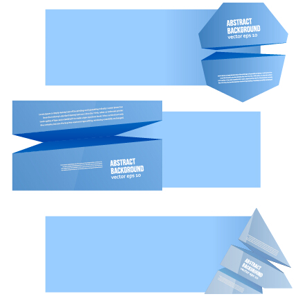 Origami light blue banners vector  