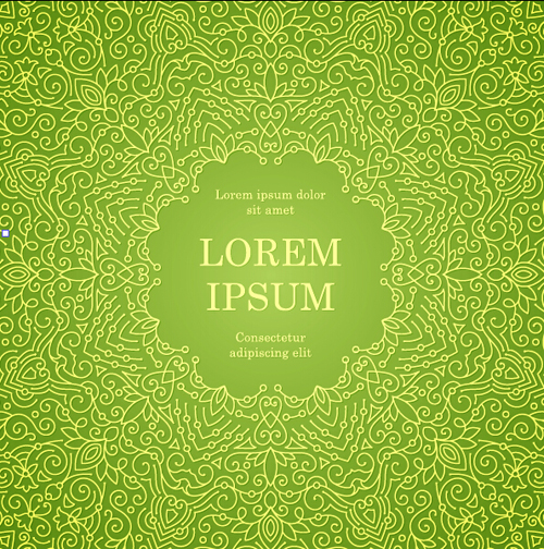 Ornate floral invitation card green styles vector 01  