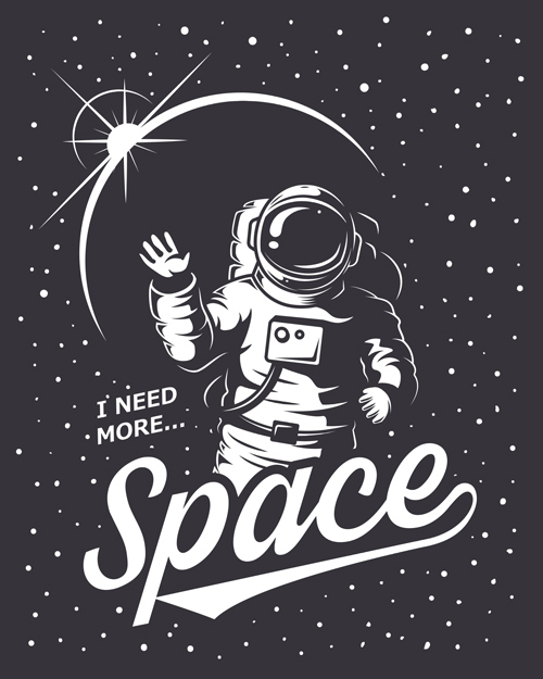 Outer space poster vintage vector 05  