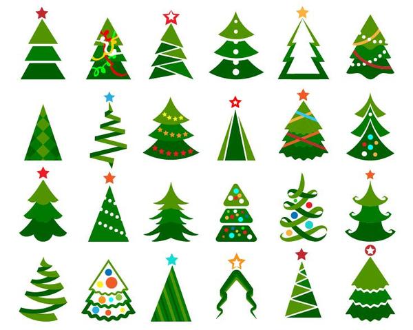 Papier geschnittene Weihnachtsbaumvektoren stellten 03 ein  
