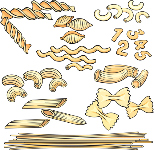 Different Pasta elements vector set 03  