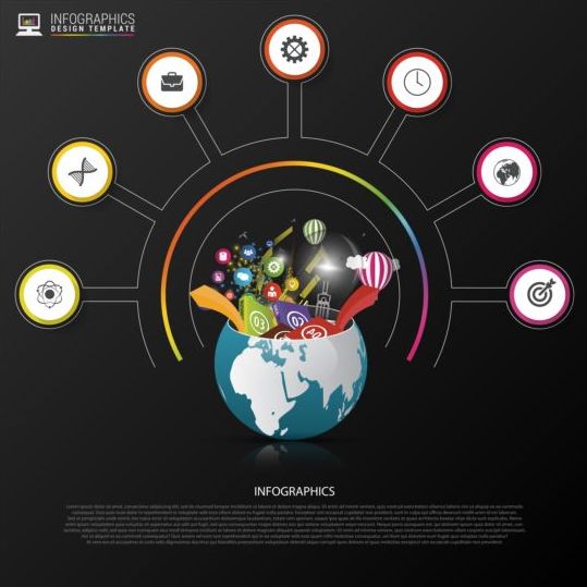 Planet with dark infographic vector  