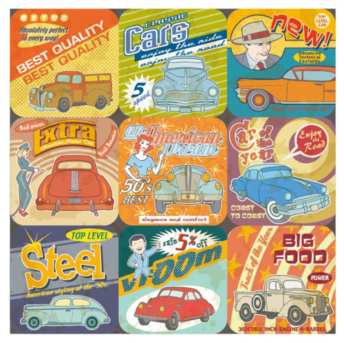 Poster Vintage Cars vector set  