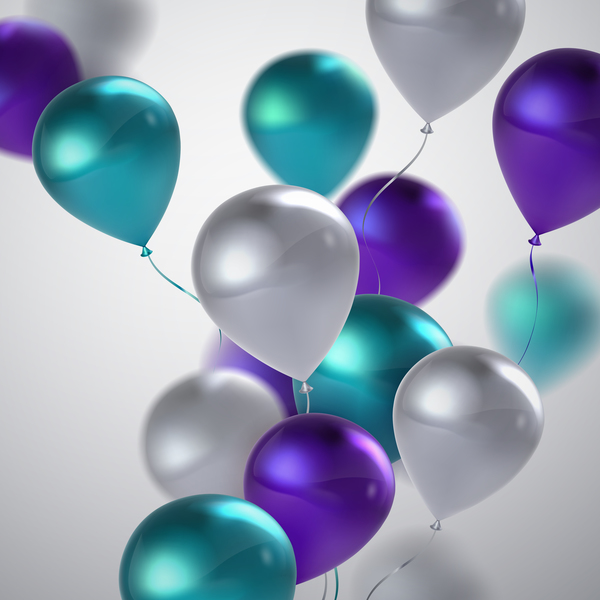 Purple and silver with green balloon background vector  