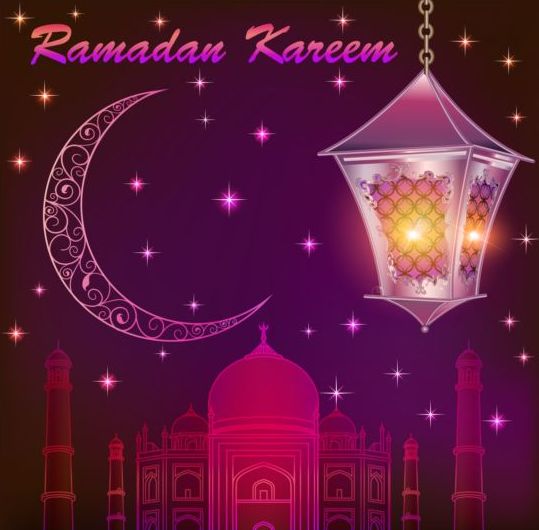 Ramadan Kareem con Luna sfondo vettore 02  