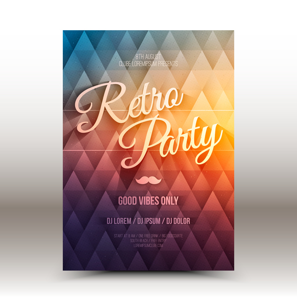Retro-Party Flyer Vorlage Vektor 01  